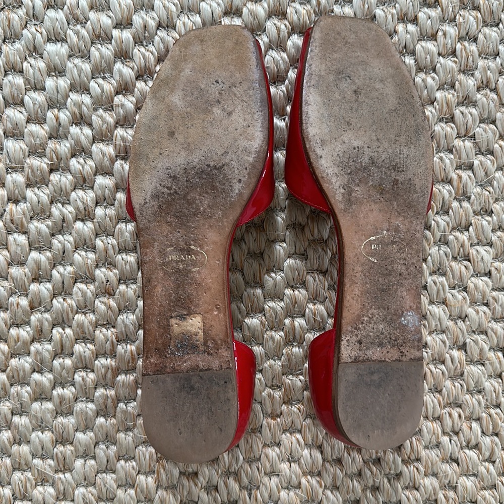 Prada Red Patent Flats 10/10.5 - Picture 7 of 11